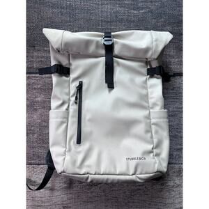 Stubble & Co Roll Top Backpack Sand Laptop Bag Pockets 20L
